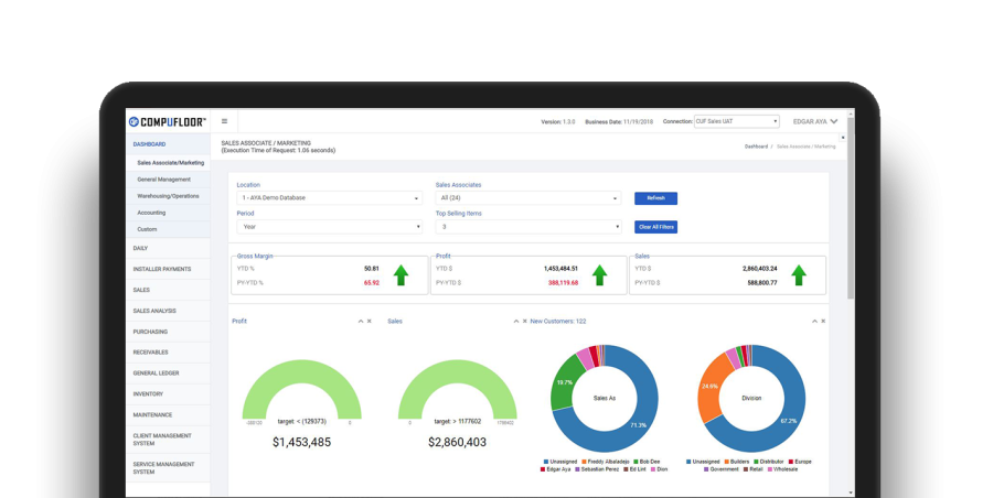 flooring estimate software dashboard