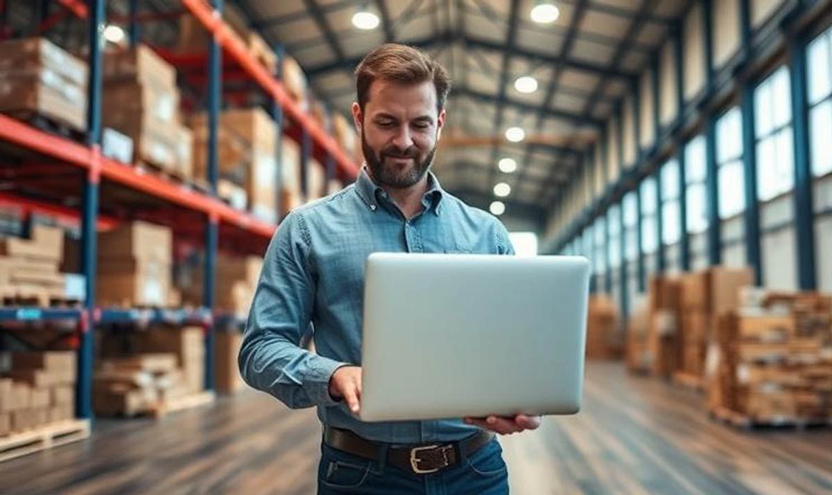 warehouse-manager-using-flooring-retail-software-on-laptop